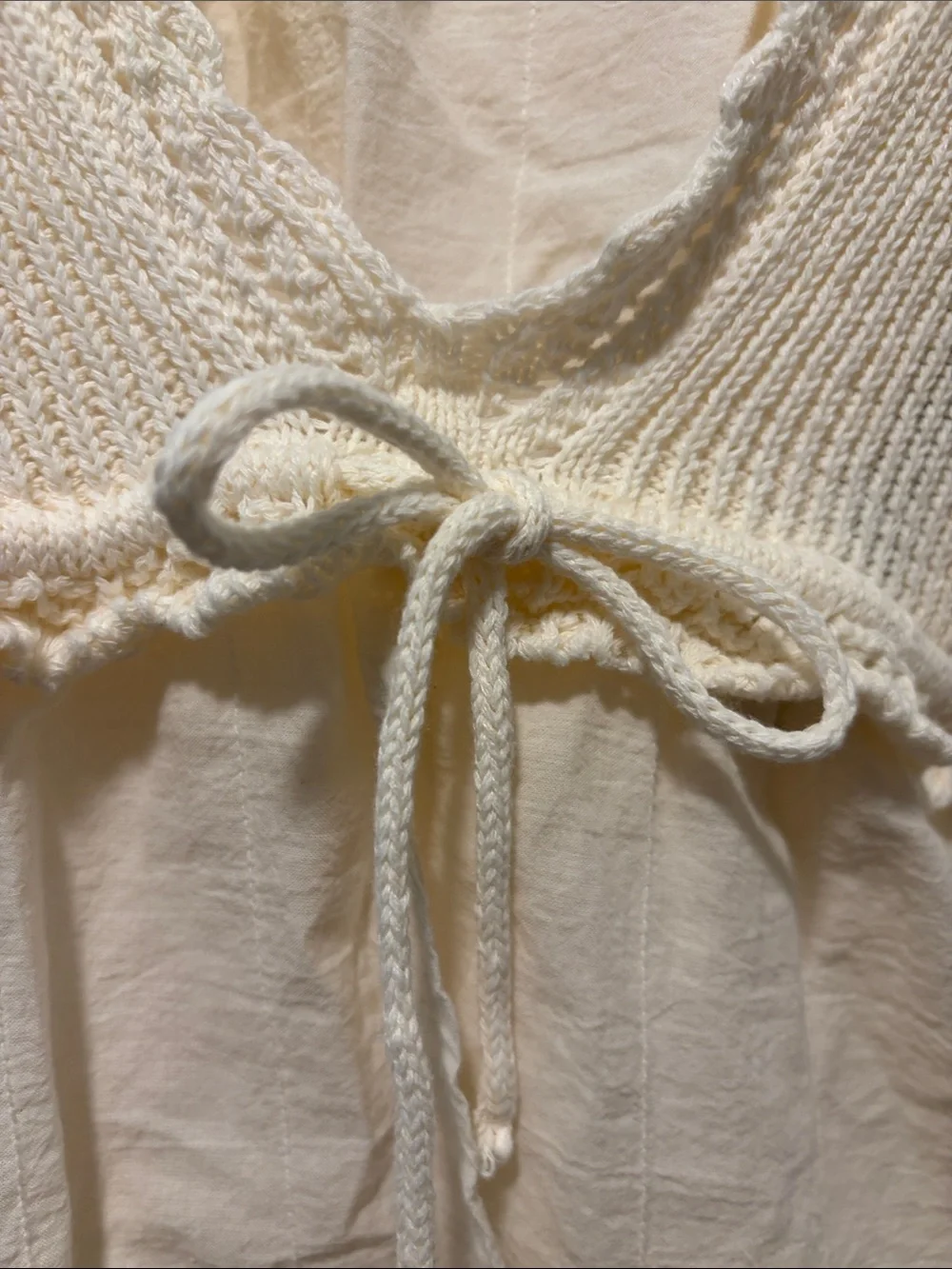 Zara Cream Crochet & Knit Tie-Front Tank - Picture 4 of 13
